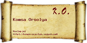 Komsa Orsolya névjegykártya
